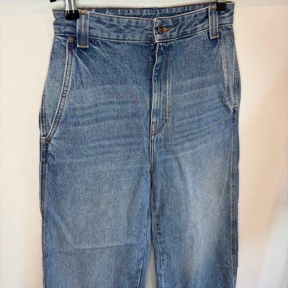 Khaite Ian Jeans sz 28 Wide Leg Quiet Luxury Denim On Trend Light Wash Cropped - Picture 6 of 13